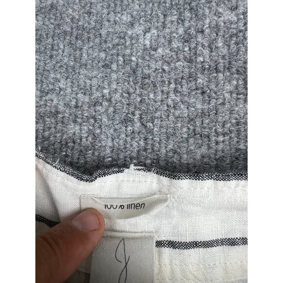 Joie 100% Linen Pants Women's 12 Beige Striped Belted Wide Leg NWT - Picture 3 of 10